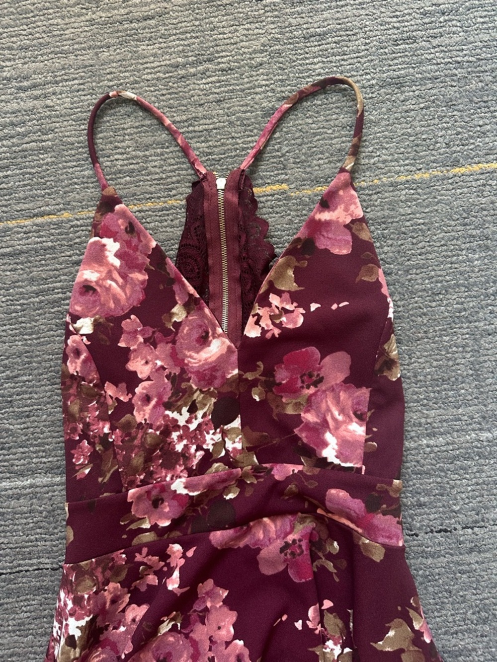 Windsor Burgundy Floral High-Low Dress - Picture 2 of 4